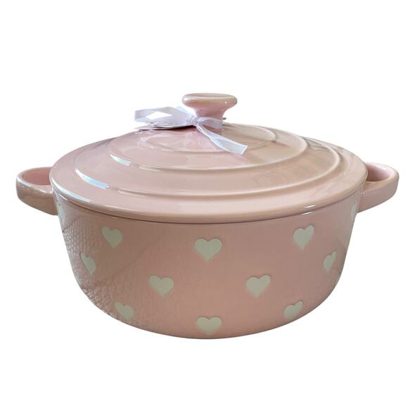 The Bake Shop Hearts Casserole Dish with Lid Valentines Day Pastel Pink New - Picture 12 of 15